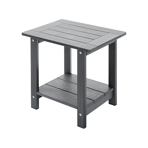 Meluvici Double Adirondack Outdoor Side Table Weather Resistant, Outdoor Rectangular Patio End Table for Adirondack Chair