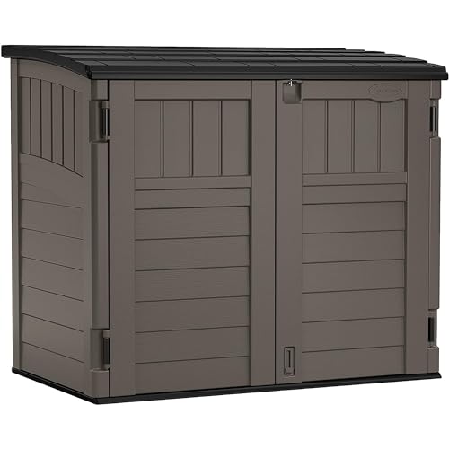 Suncast 34 Cu Ft Horizontal Resin Storage Shed - Outdoor Storage Shed with Floor Included, Lockable, Weatherproof
