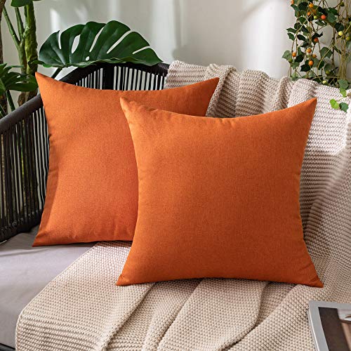 MIULEE Pack of 2 Decorative Outdoor Solid Waterproof Throw Pillow Covers Faux Linen Garden Farmhouse Cushion Cases for Summer