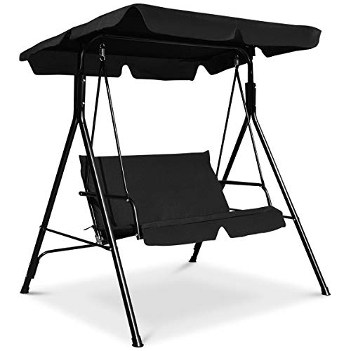 Tangkula 2 Person Porch Swing, Outdoor Swing with Removable Cushions, Solid Steel Structure
