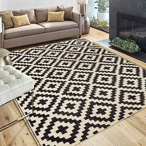 SAND MINE Reversible Mats, Plastic Straw Rug, Modern Area Rug, Large Floor Mat and Rug for Outdoors, RV, Patio, Deck, Beach