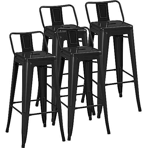 Yaheetech Bar Stools Set of 4, Metal Counter Height Chairs