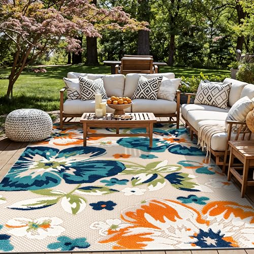 Rugshop Bergamo Contemporary Floral Indoor Outdoor Area Rug