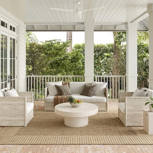 Nuloom Asha Light Brown/Ivory, 8' x 10', Casual, Striped Border, Soft and Cozy, High Traffic, Stain Resistant, Easy Clean