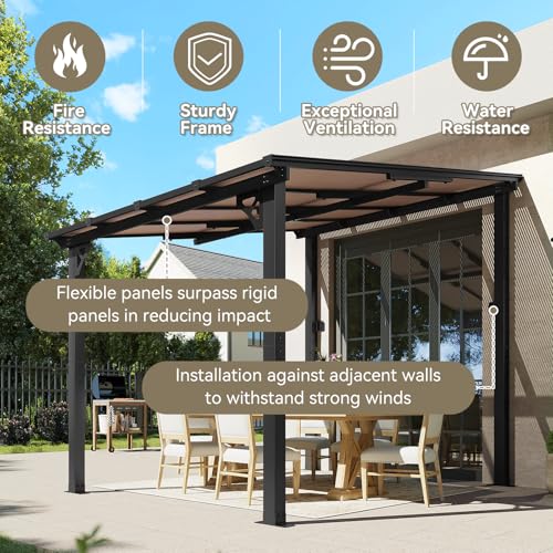 Aoxun 8’x10’ Gazebo, Wall Mounted Gazebos Pergola on Clearance, Outdoor Patio, Large Wall-Mounted Heavy Duty Awnings for Patio, Decks, Backyard (Black)