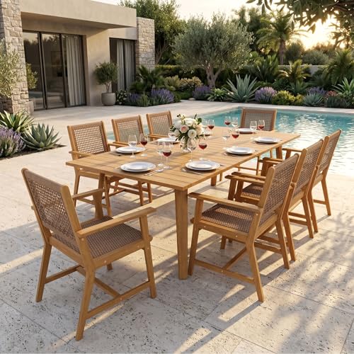 Sophia & William Outdoor Dining Set, Patio Furniture Set with Table and Chairs Set Wooden