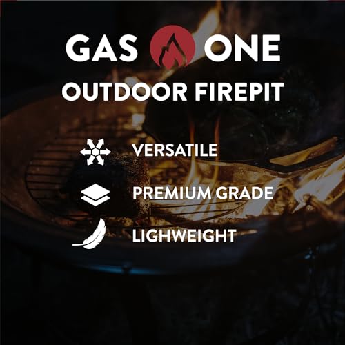 Gas One 22 in Outdoor– Wood Burning Fire Pit with Mesh Lid and Fire Picker – Durable Alloy Steel Fire Pits for Outside – Small Fire Pit for Backyard, Porch, Deck, Camping, BBQ