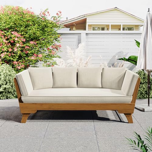 Christopher Knight Home Gary Patio Convertible Couch, Wooden Outdoor Daybed
