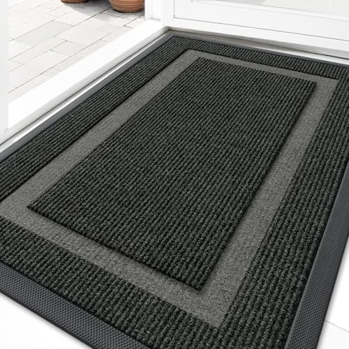 OLANLY Front Door Mat Indoor Outdoor Entrance, Waterproof All-Season, All-Weather Doormat, Sturdy Natural Rubber