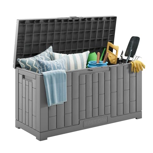 EAST OAK Outdoor Storage Box, 60 Gallon Deck Box Indoor and Outdoor Use, Waterproof Resin Storage Bin for Patio Cushions