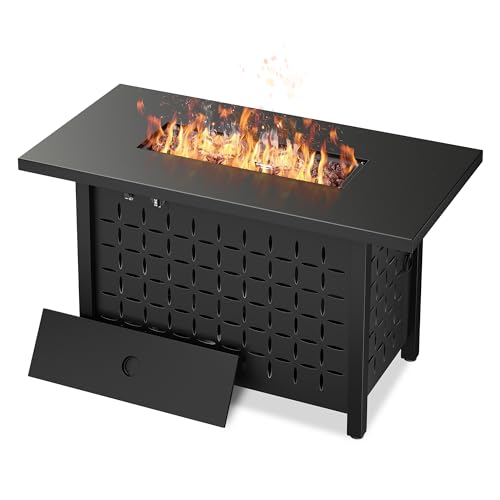 Vongrasig 43" Gas Fire Pit for Outside, 50, 000 BTU Outdoor Propane Fire Pit Table with Lid & Lava Rock