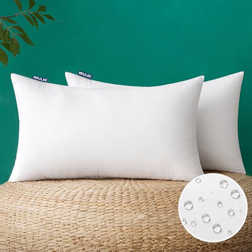 MIULEE Pack of 2 12x20 Inch Outdoor Pillow Inserts Waterproof Decorative Throw Pillow Insert