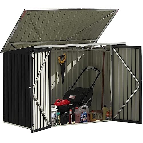 Devoko Outdoor Storage Shed 5.8 x 3.3 FT Metal Trash Shed Waterproof Outside Storage with Lid Chain Hydraulic Gas Rod for Tra