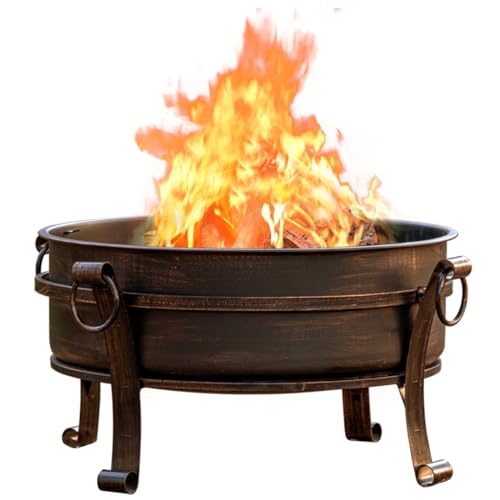 EcoNook 36 Inch Fire Pit with Grill & Lid, Fireplace & Round Table & BBQ 3 in 1 Fire Pit