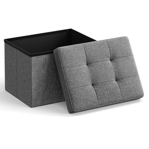 SONGMICS Mazie Collection - Small Folding Storage Ottoman, Foot Rest Stool, 12.2 x 16.1 x 12.2 Inches, 286 lb Load Capacity