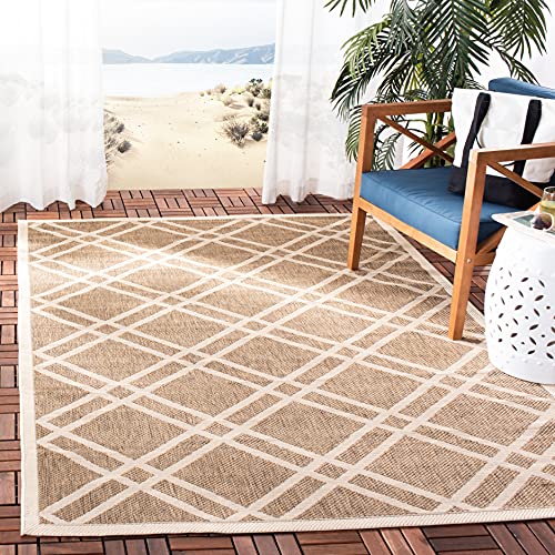 SAFAVIEH Washable Rug Outdoor Courtyard Collection - 2'7" x 5', Brown & Bone, Non-Shedding & Easy Cleaning, Ideal for Patio