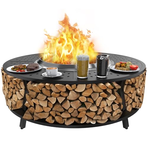 Uniflasy 48" Fire Pit Surround Tabletop for Solo Stove Yukon, Bonfire & Tiki