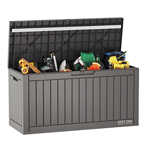 EAST OAK 60 Gallon Deck Box, Outdoor Storage Box with Padlock for Patio Furniture, Patio Cushions, Gardening Tools