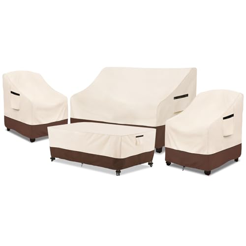 Rileytee Outdoor Furniture Set Cover, 4 Pcs 600D Heavy Duty 100% Waterproof Patio Furniture Covers, Fit Patio Loveseat