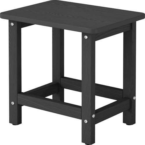 BIVODA Weatherproof Outdoor Side Table, HDPE Small Outdoor Table for Adirondack, 16.6-Inch Patio Square End Tables for Garden