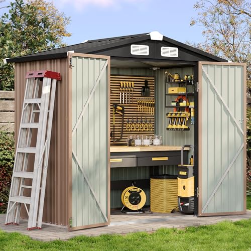 Aoxun 6.2x4 FT Shed Outdoor Storage Shed with Lockable Doors & Slooping Roof Metal Garden Tool Shed for Backyard, Patio