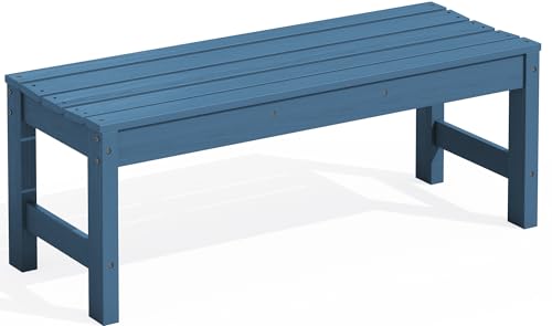 SERWALL 47 Inches Outdoor Bench, All Weather HDPE Backless Bench with Wood Grain Texture for Garden Porch and Park