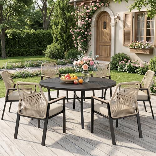 MIXPATIO 7 Pieces Round Outdoor Dining Set for 6