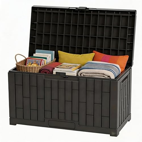 Outdoor Storage Box, 60 Gallon Waterproof Deck Box, Lockable Storage Container