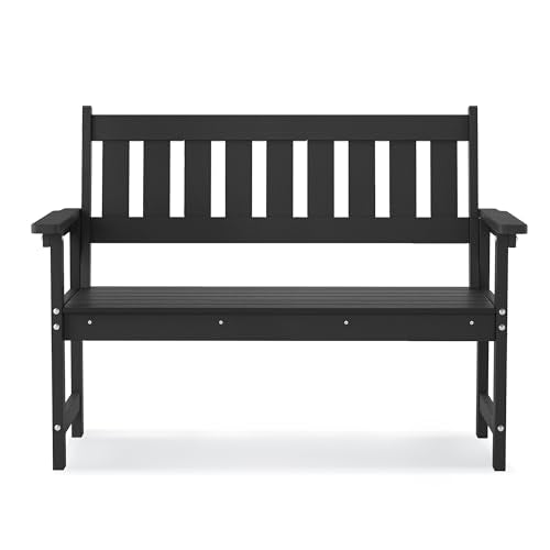 LUE BONA Outdoor Bench, 2-Person HDPS Garden Bench, Outdoor Benches Weatherproof