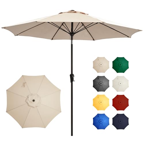 Ayge 9FT Large Outdoor Patio Umbrella Market Table Umbrella-UV Resistant, Easy Push Button Tilt and Crank
