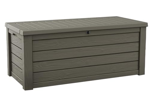 Keter Westwood 150 Gallon Resin Large Outdoor Storage Box for Patio Furniture, Outdoor Cushions, Garden Tools and Pool Floats