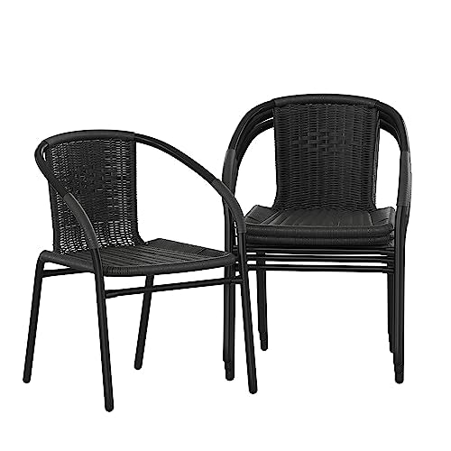Flash Furniture Lila Modern Rattan Indoor/Outdoor Stackable Dining Chairs