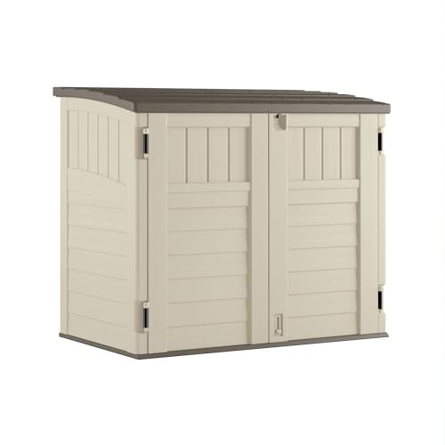 Suncast 34 Cu Ft Horizontal Resin Storage Shed - Outdoor Storage Shed with Floor Included, Lockable, Weatherproof