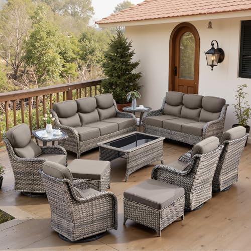 Belord Luxury 6" Thick Cushioned 11 Pieces Patio Furniture Set with Outdoor Couch