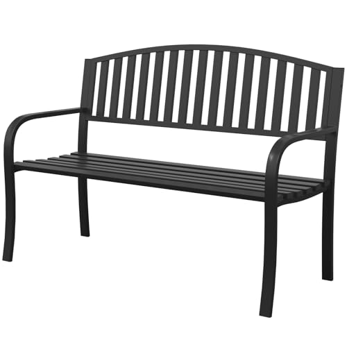 Xalvora Outdoor Bench Garden Bench, 50" Anti-Rust Patio Bench Clearance