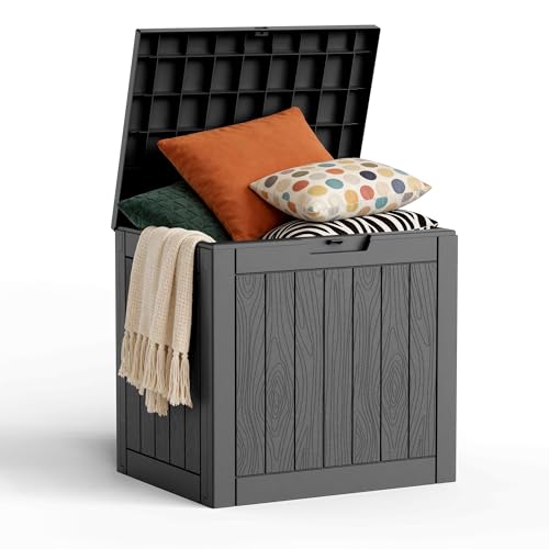 MAIUSCOLI 30 Gallon Outdoor Deck Box, Lockable Waterproof Outdoor Storage Boxes For Garden Tools, Indoor Cushions