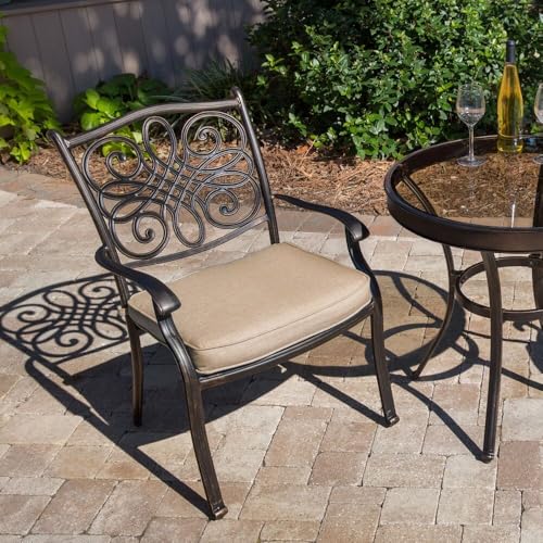 Hanover Replacement Cushion for Traditions Stationary Dining Chairs and Swivel Rockers in Tan, Weather-Resistant Seat Cushion for Outdoor Chair
