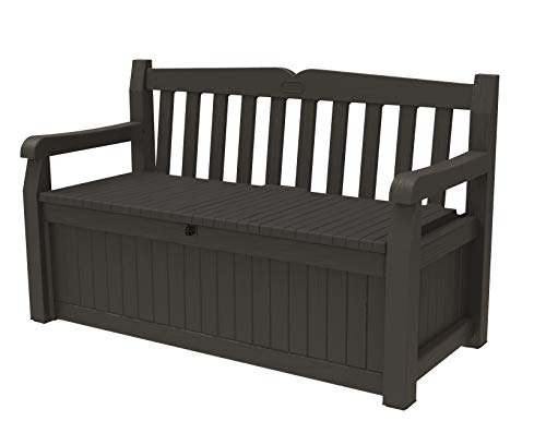 Keter Solana 70 Gallon Storage Bench Deck Box for Patio Furniture