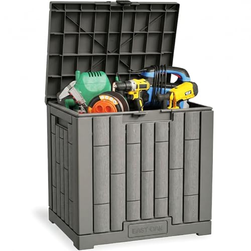 EAST OAK Outdoor Storage Box, 31 Gallon Deck Box Indoor and Outdoor Use, Waterproof Resin Storage Bin for Package Delivery