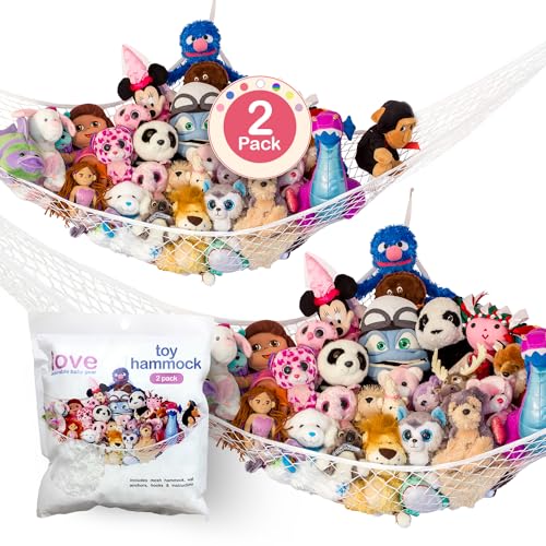 Stuffed Animal Hammock 2 Pack | Corner Stuffed Animal Storage & Plushie Net | Toy Hammock for Stuffed Animals | Holds 12lbs |