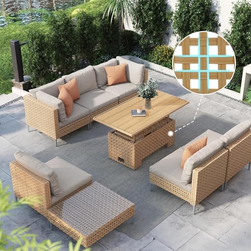 Grand patio 8-Piece Wicker Patio Furniture Set with Lift Top Coffee Storage Table