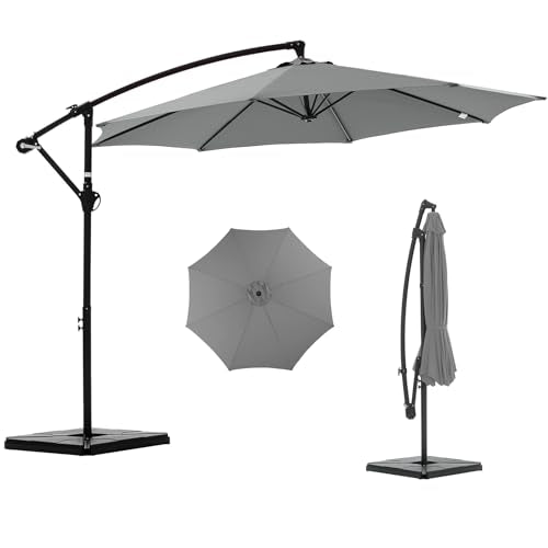 NEWBULIG 10FT Patio Umbrella with Base Included, Offset Cantilever Outdoor Patio Table Umbrella, UV Protection