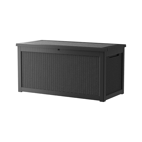 TARKARI 320 Gallon Lockable Resin Deck Box, Waterproof & UV-Resistant Outdoor Storage Box for Outdoor Cushion Storage