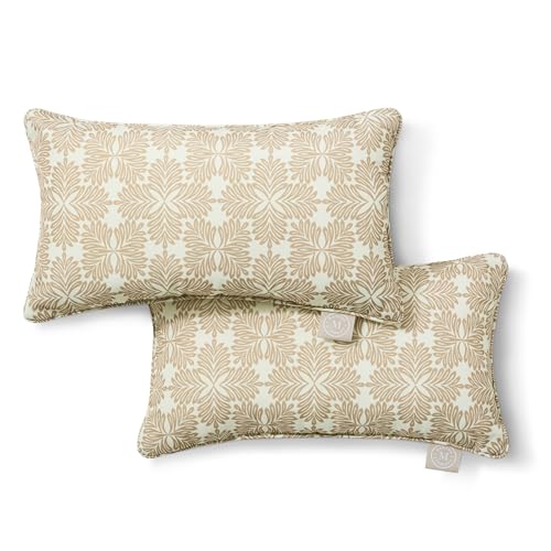 Martha Stewart Tulum Indoor Outdoor Decorative Lumbar Pillow 2-Pack Set, UV Fade Resistant, Water Repellent