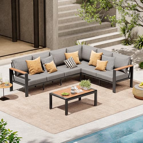 ComfCove Aluminum Outdoor Patio Furniture Set 6 Seats
