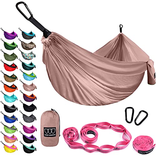 Gold Armour Camping Hammock - XL Double Hammock Portable Hammock Camping Accessories Gear for Outdoor Indoor with Tree Straps
