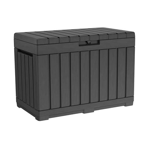 Keter Kentwood 50 Gallon Resin Deck Box-Organization and Storage for Patio Cushions, Throw Pillows and Garden Tools