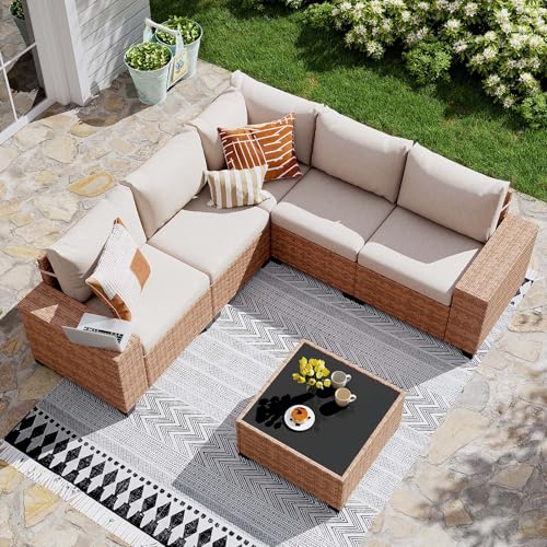 JOIVI 6-Piece Outdoor Sectional Patio Furniture Set