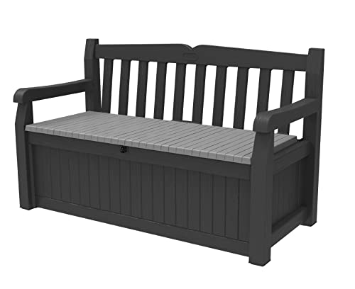 Keter Solana 70 Gallon Storage Bench Deck Box for Patio Furniture