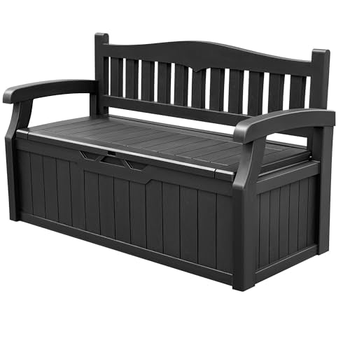 Devoko 80 Gallon Storage Bench Deck Box Lockable for Patio Furniture, Garden Decor and Outdoor Seating for Cushions